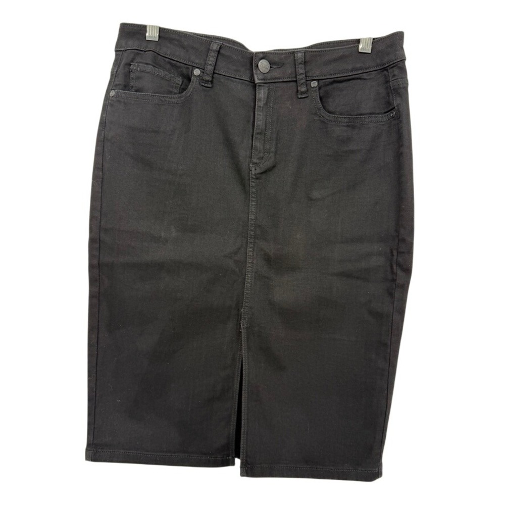 Roebuck & Co R1893‎ Black Denim Split Front Knee Length Skirt Neutral Size 8